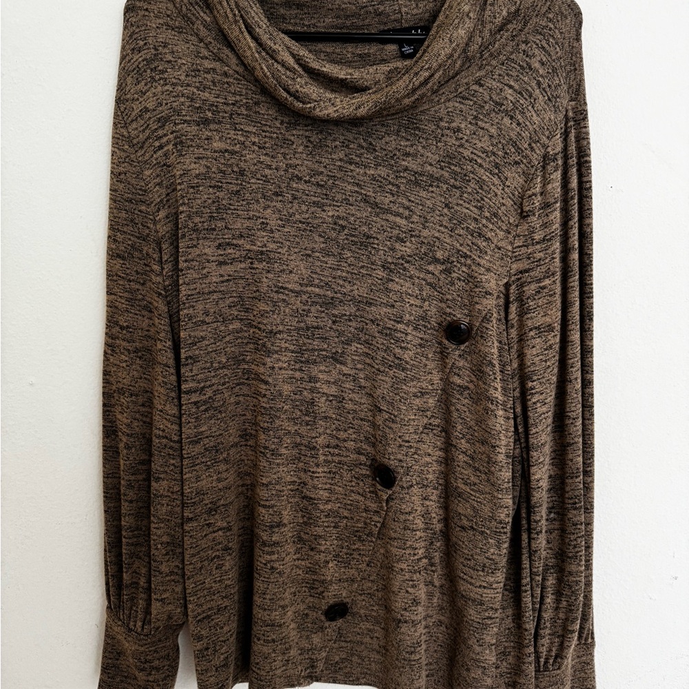 Elegant Brown Cowl Neck Sweater